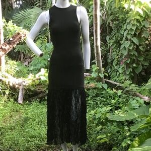Vintage jersey dress with flowing skirt attached